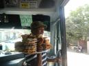 Food service on bus to Cartagena: Every so often the bus stops and picks up a food vendor who is then dropped off a few kms down the road.